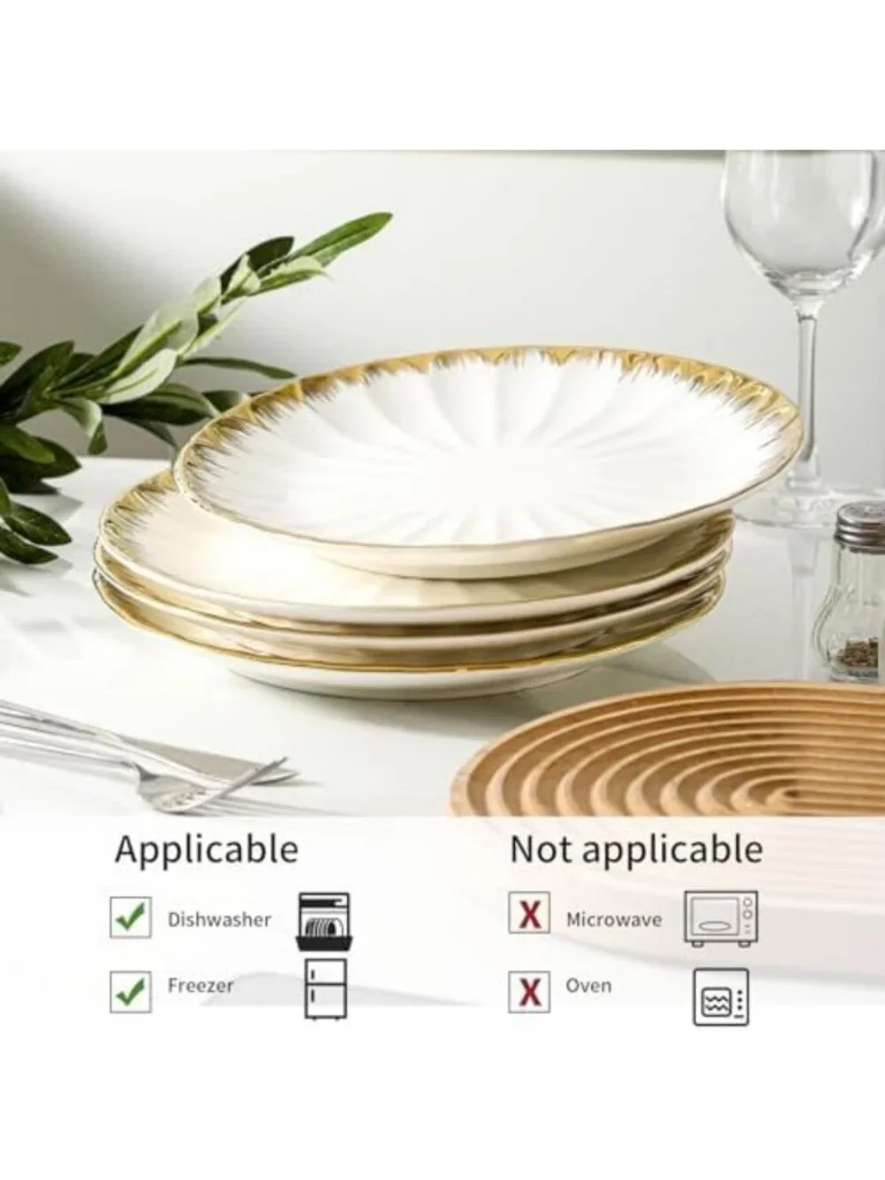 Elegant Ceramic Dinner Plates Set of 4 - 10